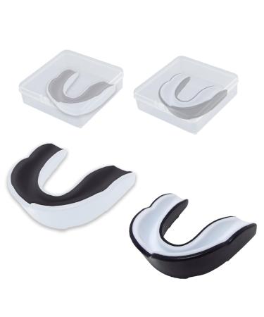 vgggrd 2 x Boxing Teeth Protectors for Adults, Moldable Mouth Guard with Portable Box for Rugby, MMA, Hockey, Judo, Karate,