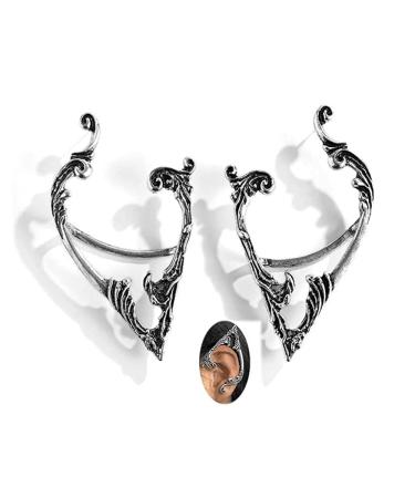 BETHYNAS Gothic Elf Ear Cuffs with Piercing Punk Earring Studs Creative Contour Earrings Cosplay Ear Wraps Statement Jewelry for Teen Womens