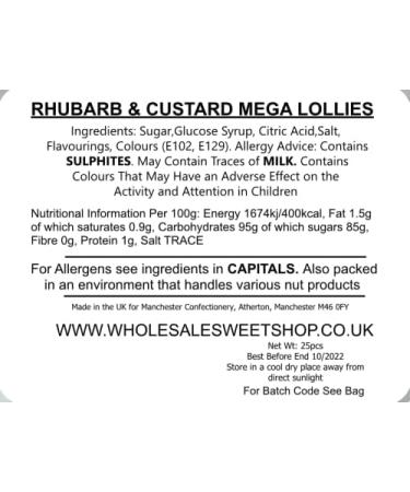 Ellies Jellies Rhubarb & Custard Mega Lollies 25pieces Square Tub Lollipop Creamy Sweet Yellow and Orange Colour Traditional Lollipop Unwrapped - Buy Online on GoSupps.com