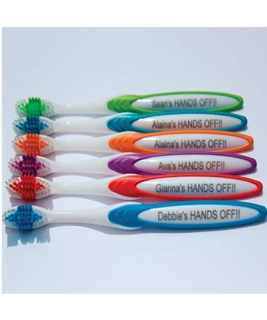 Personalized Gift Personalized TOOTHBRUSHES 4 Pack Manual Toothbrush Adults Your Choice of Color Any Name/Message Engraved