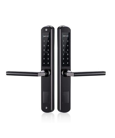 Fingerprint Dou Two Side Waterproof IP55 Outdoor Smart Door Lock SUS Material for Slim Aluminum Swing Door (Color : Passcode-01 Size : 240 270 2885 Sliding) (Passcode 01) Passcode 1