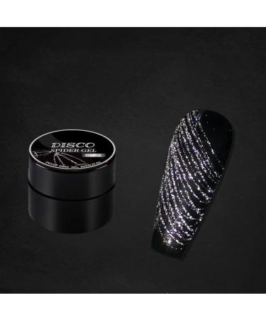 Monochrome/bright/bling glitter disco spider gel 21 colors nail art mastermind for pulling lines new improved matrix gel with gel color (glitter spider angel DSP05#silver) 8 ml (1 Pack) DSP05#silver