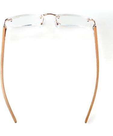 Eyekepper Rimless Reading Glasses with Spring Hinges & Wood Arms - Gold +2.0 | International Shipping Available - Buy Online on GoSupps.com