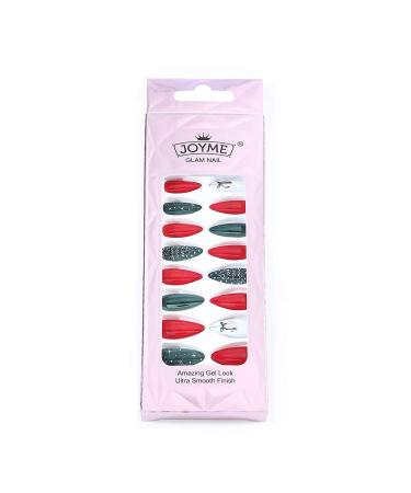 Brishow Christmas Artificial Nails - Elk & Snowflake Ballerina Acrylic Press-On Nails | 24 Full Cover Nail Set for Women & Girls - Buy Online on GoSupps.com