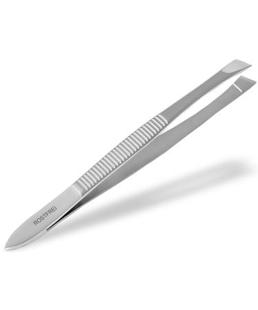 Tweezers with slanted head - 8 cm - stainless steel - rustproof