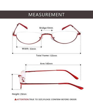 VISENG 3 Pack Vintage Alloy Half Moon Reading Glasses Women Men Slim Half Frame Lens Readers Glasses +2.75 3 Pack(red?brown?gray) 2.75 Diopters - Buy Online on GoSupps.com