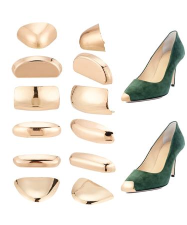 NBEADS 12 Pcs 6 Style Metal Shoes Pointed Protector Metal Shoe Toe Protectors Light Gold High Heel Toes Pump Toe Head Cover for Shoes Protection Repair Accessories Light Gold-6 Styles