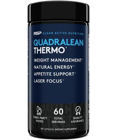 RSP Nutrition QuadraLean Thermogenic Fat Burner for Men & Women Weight Loss Supplement Crash-Free Energy Metabolism Booster & Appetite Suppressant Diet Pills 180 Capsules 60 Servings