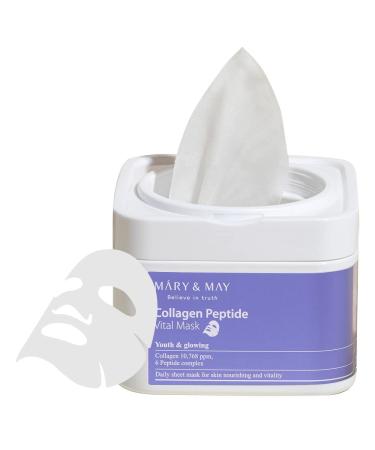 Mary & May Collagen Peptide Vital Mask 30ea |Low molecular collagen peptide leaf mask Korean skin care leaf masks moisturizing |EEC Green - Buy Online on GoSupps.com