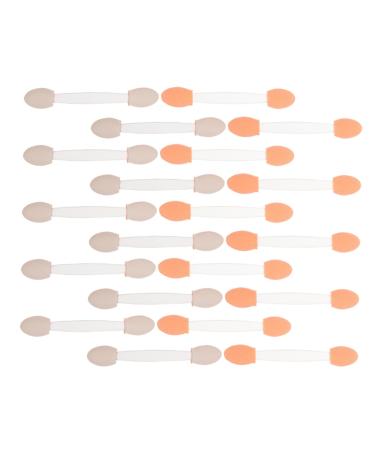 BIUDECO 50pcs Two-color Eyeshadow Brush Double Ended Makeup Brush Eyeliner Brush White Plastic Handle