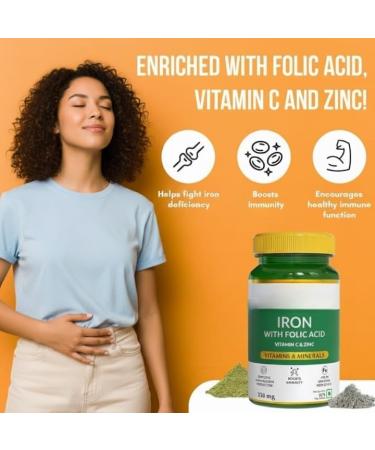 Naturals Iron with Folic Acid Zinc Vitamin C & Vitamin B12 for Support Haemoglobin Production Boost Immunity & Maintain Iron Level - 60 Veg Tablets - Buy Online on GoSupps.com