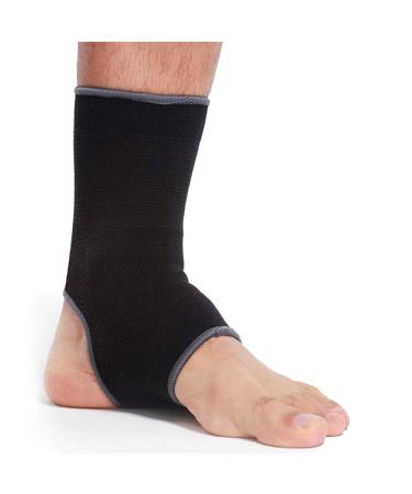 NEOTech Care Ankle Support Sleeve (1 Unit) - Open Heel, Light, Elastic & Breathable Knitted Fabric - Medium Compression - For Men, Women, Kids - Right or Left Foot - Black Color (Size M) Medium (Pack of 1) 1