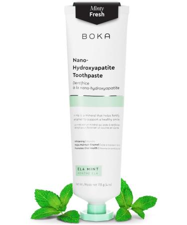 Boka Ela Mint Natural Toothpaste, Nano-Hydroxyapatite for Remineralizing, Sensitivity and Whitening, Fluoride-Free, Dentist Recommended for Kids and Adults, Made in USA, 4oz (Pack of 1)