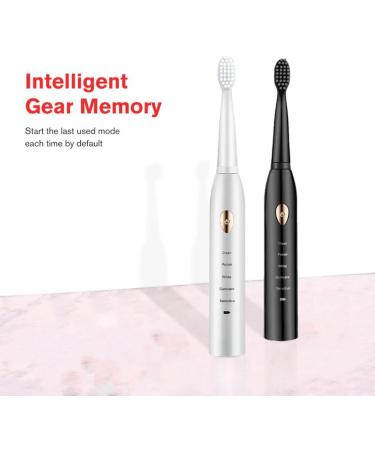 USB Rechargeable Black Electric Toothbrush for Adults with Timer - Optimal Teeth Cleaning | International Shipping Available - Buy Online on GoSupps.com