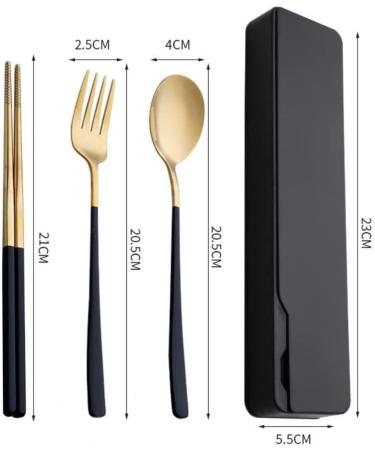 304 Stainless Steel Cutlery Set Portable Cutlery 3-Piece Set Travel Portable Spooand Chopsticks. Kitchenware (Color : Black-a) - Buy Online on GoSupps.com