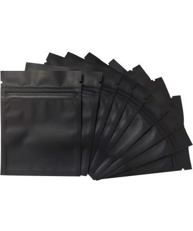 100 Pack Smell Proof Bags - 3 x 4 Inch Resealable Mylar Bags Foil Pouch Bag Flat Bag Matte Black 3x4 Inches Black