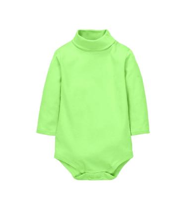 CuteOn Baby Boys Girls Solid Color Basic Turtleneck Cotton Bodysuit Jumpsuit Green 9 Months 9 Months Green
