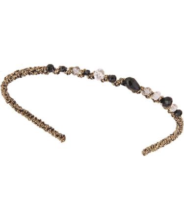 Women's Rhinestone Headband Alice Hair Band Black and Gold Thread Twined - Black - Buy Online on GoSupps.com