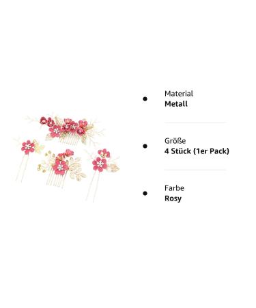 4 Pieces Gold Wedding Hair Combs - Pearl & Rhinestone Bridal Accessories for Bride & Bridesmaid | Rosy - Buy Online on GoSupps.com