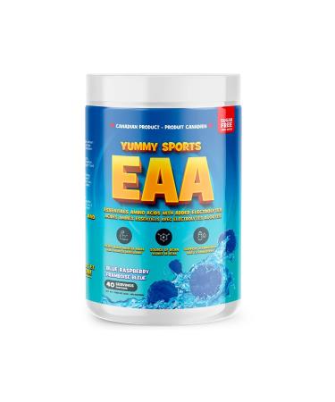 Yummy Sports EAA Supplement Powder Pre Workout Powder - Keto-Friendly Gluten-Free Sports Nutrition Pre-Workout Powder for Men & Woman - 360g 40 Servings - Blue raspberry