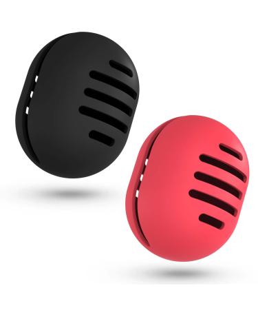 Fauxomor make-up sponge holder-2 pieces breathable silicone beauty blender travel bag for all sizes of make-up sponge frosted portable cosmetics tool black+red 1 piece (2-pack) C-black+red (5 line)