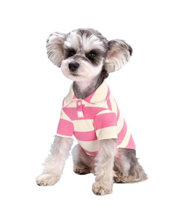Polo shirt for small dogs two-legged strip shirt puppy costume summer t shirt fashionable clothing for bichon French bull dog dog shirt striped dog shirt breathable pink x-Small