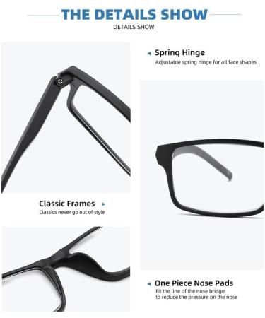 Yuluki 4 Pack Reading Glasses Blue Light Blocking Lightweight Rectangle Frame Mens Womens Computer Readers with Spring Hinge +4.0 4 Pack 4.0 x - Buy Online on GoSupps.com