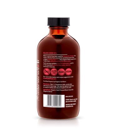 Kiva Organic Black Seed Oil | 100% Pure Cold-Pressed Nigella Sativa | High Thymoquinone (TQ) | 8oz - Buy Online on GoSupps.com