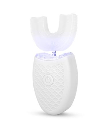 U shadow adult toothbrush electrical automatic toothbrush with silicone brush head cleaning toothbrush for men women oral health (white)