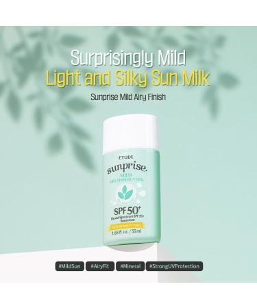 ETUDE Sunprise Sunscreen Mild Sun Milk SPF 50+ / PA++++ (55ml) | Sebum-free Non-Sticky Long Lasting Protection 100% Mineral Korean Sunscreen for sensitive skin - Buy Online on GoSupps.com