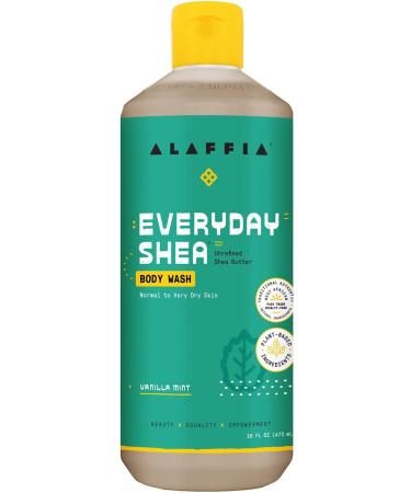 Alaffia EveryDay Shea Body Wash - Moisturizing & Cleansing with Shea Butter, Neem & Coconut Oil - Fair Trade Vanilla Mint - 16 Fl Oz - Buy Online on GoSupps.com