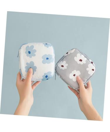 Cabilock Storage Pocket 2 Pack - Versatile Cosmetic Period & Diaper Bag for Women | Travel-Friendly Blue Floral Design - 12.5x12cm - Buy Online on GoSupps.com