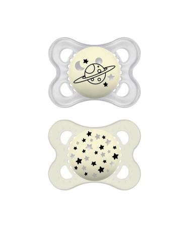 MAM Original Night pacifiers in a set of 2 SkinSoft silicone with pacifier holder 2-6 months neutral blue 2 pieces (1 pack)