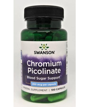 Swanson Chromium Picolinate - Natural Supplement Promoting Metabolism & Weight Management - Supports Healthy Blood Sugar Levels Already Within The Normal Range - (100 Capsules, 200mcg Each)