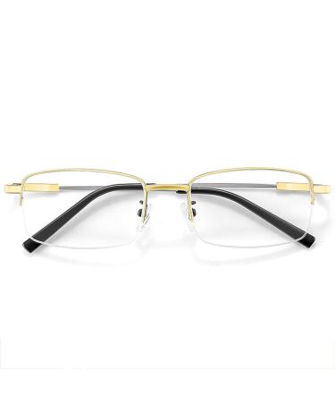 Lightweight Titanium Alloy Half-frame Business Reading Glasses for Men Blue Light Blocking Computer Reader 3.0x Gold