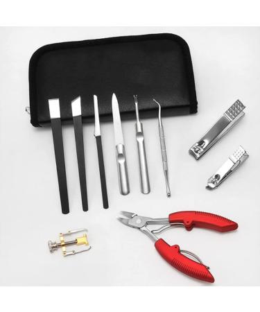 Nail Clipper Ingrown Toenail Corrector Straightener Podiatrist Heavy Duty Thick Toenail Clipper Removal Tools Stainless Steel Long Handle Pedicure Set for Treatment Ingrown Thick Nails Callus (10pcs)