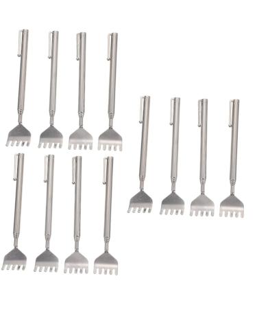 Beavorty 12 StK Telescopic scratches Actually Ruckenkratzer Hand for back itching shoe helper multifunctional tool Schaber Back massage device portable body scratches stainless steel 50x3cmx3pcs silverx3stk