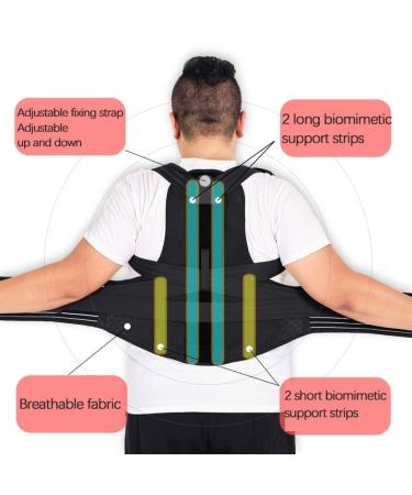 70-140kg Plus Size Back Brace Posture Corrector For Men Women Dual Compression Elastic Back Support Belt Pain Relief For Neck Back Shoulders Lumbar Support Belt gift 5XL Black - Buy Online on GoSupps.com