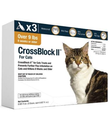 VetOne - CrossBlock II Kills & Prevents Fleas on Cats (Over 8 Weeks Old) | Waterproof to Last Long | Ensures 3 Months of Protection (9lbs+)
