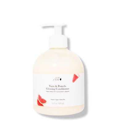 100% PURE Yuzu & Pomelo Glossing Conditioner Revitalizing & Hydrating Nutrient Boost of Kelp Flax Seed Oil & Vitamin E Helps Restore Hair Shine Body & Strength for Women & Men Vegan - 16 Fl Oz