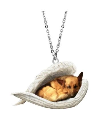 RJSQAQE dog trailer necklace sleeping dog acrylic cute dog sleeping angel necklace dog memorial necklace dog lover for dog lovers D One Size