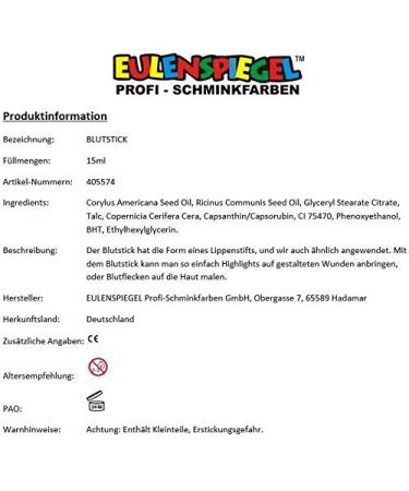 Buy Eulenspiegel 405574 Bloodstick 15 ml Make-Up Pen | International Shipping Available - Buy Online on GoSupps.com