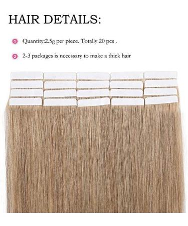 SEGO Tape In Hair Extensions | Remy Real Hair 20 Tress - 12 Honeyblond #27 - Includes 10 Free Tapes - 40g - Buy Online on GoSupps.com