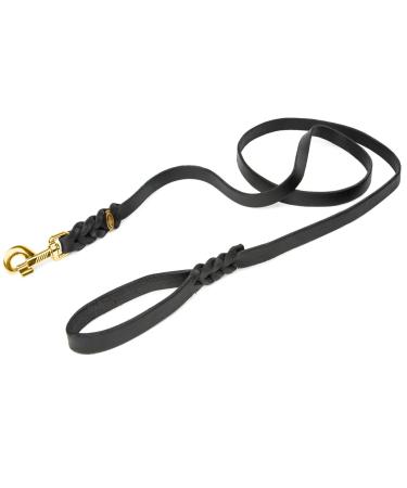 CopcoPet - Fat leather leash with brass snap hook black 2.2 mx 8 mm Dog leash made of leather 2.2 mx 8 mm black