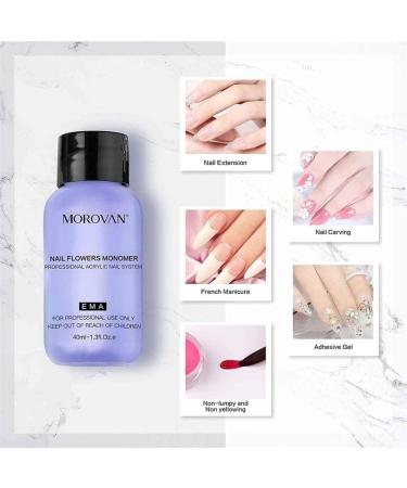 Acrylic Powder Liquid Monomer for Acrylic Nail Extension Nail Carving Pink Clear White Nude Non-Yellowing Nail Art Set - (Color: White) - Buy Online on GoSupps.com