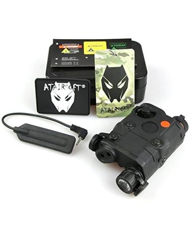 ATAIRSOFT (Airsoft Version) PEQ-15 Style AN-PEQ-15 Upgrade Version Battery Box Red Sight + LED Flashlight for AEG GBB CQB Black