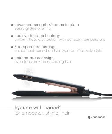 Panasonic nanoe Flat Iron - Healthy Shiny Hair Styling Iron with Ceramic Plates & Heat Technology - EH-HS99-K (Black/Rose Gold) - International Shipping Available - Buy Online on GoSupps.com