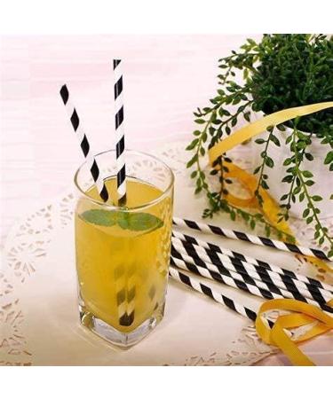 Black White Paper Straws Pack of 100 Black Stripe Cocktail Drinking Straws Biodegradable Disposable 6*197mm - Buy Online on GoSupps.com