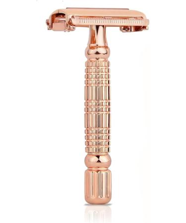 Kanzy Butterfly Rose Gold Safety Razor for Women & Men - Double Edge Single Blade Metal Reusable Shaving Kit for Perfect Shave - Buy Online on GoSupps.com