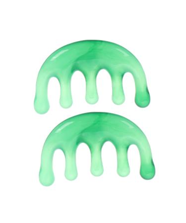 VICASKY 2pi ces Peigne de Massage pour Chevelu Outil de Grattement Gua Sha R sine Masseur de T te Chevelu Peigne de Spa Fait Main Vert